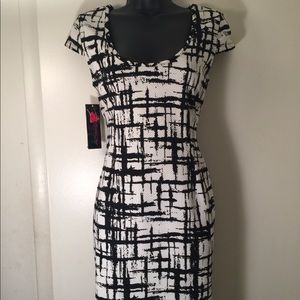 black and white print midi dress